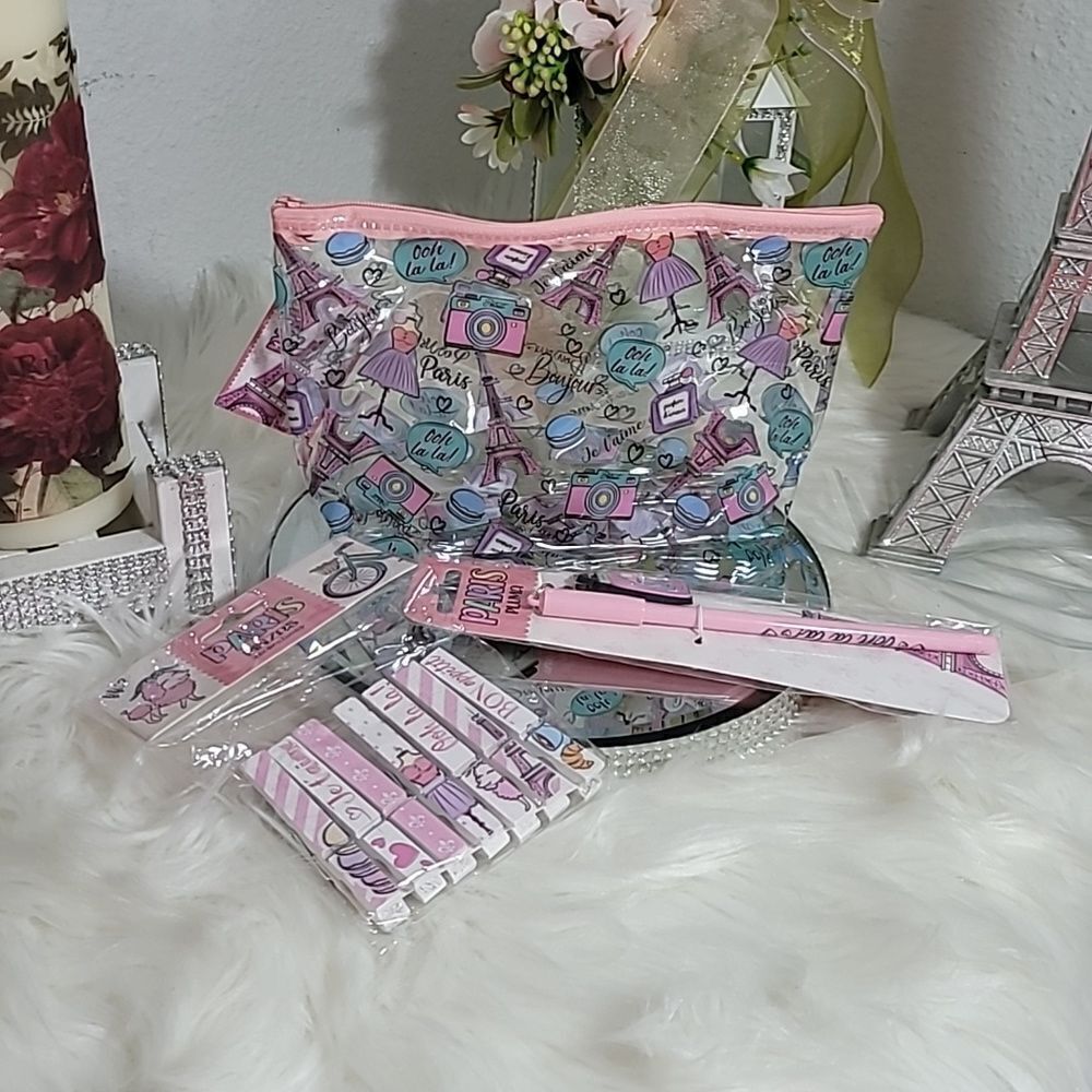 PARIS Cosmetic bag, Pen and Pins